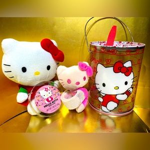 HELLO KITTY VTG PLUSH, CARD HOLDER & CUTIE CUFF SLAP & HUG BRACELET BUNDLE OF 3